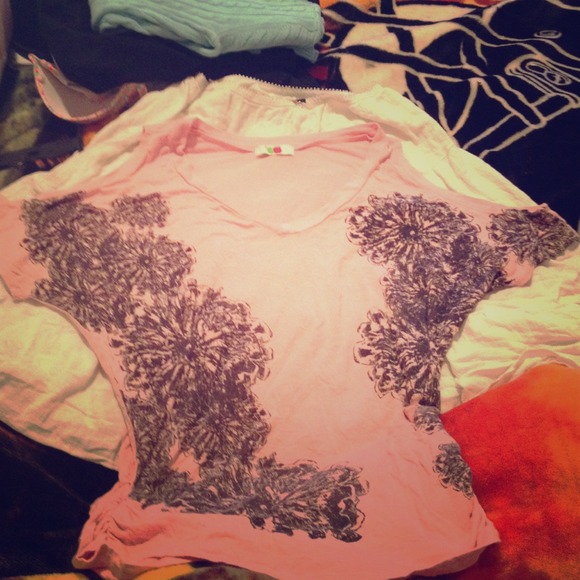 Light pink with black flower design top