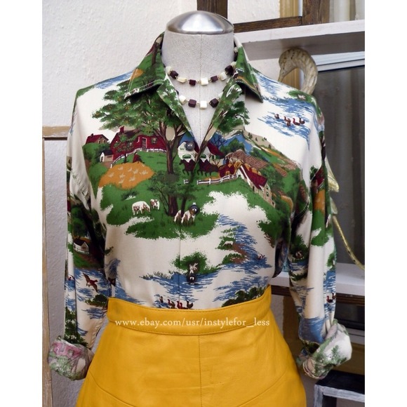 Petite/Small Rare Liz Claiborne animal farm blouse