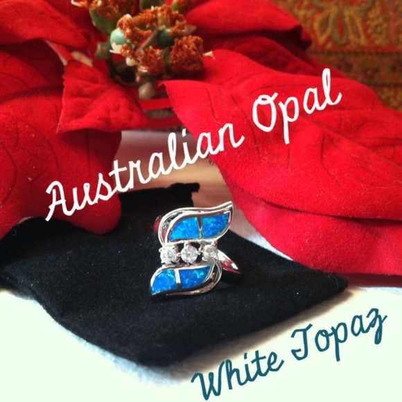 Jewelry - GIFT IN BUNDLE Australian Opal White Topaz Ring