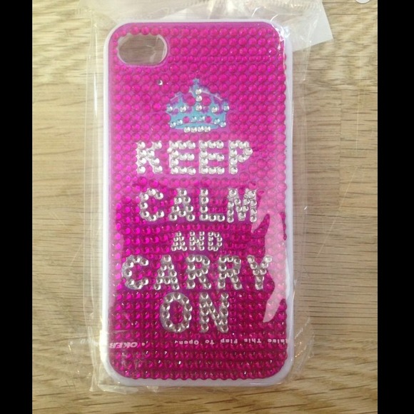 Keep Calm and Carry On Rhinestone case iPhone 4/4S - Picture 1 of 1