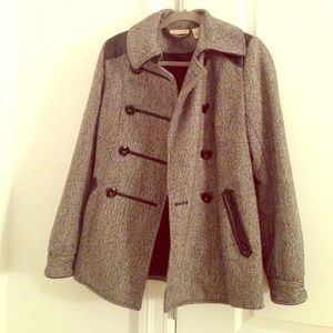 DKNY Jeans Tweed Military Style Coat, M
