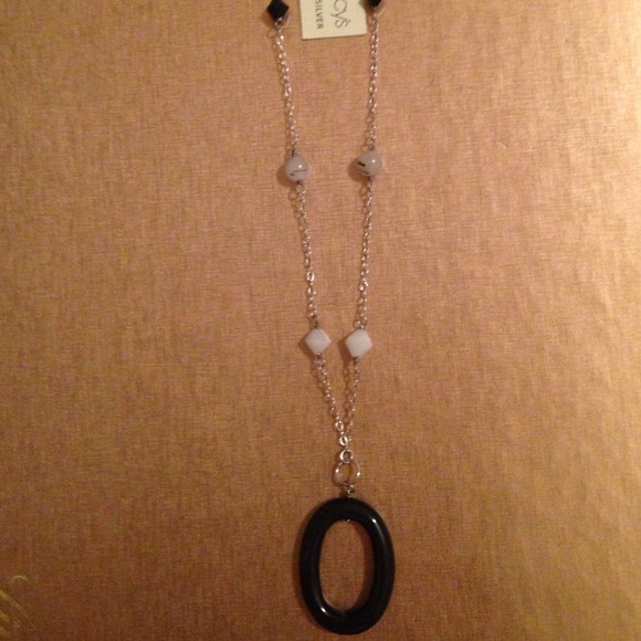 Macy's  Jewelry - Sterling silver necklace with black obsidian