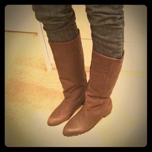 Dark brown leather boots
