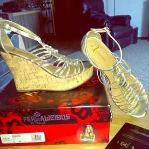 Flirty Gold Wedge Sandals