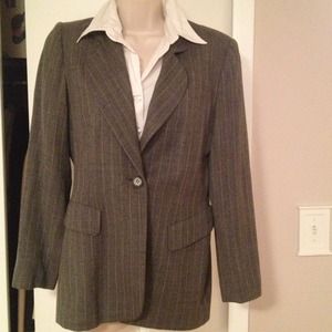 Y2K Casual Corner Grey Blazer /White Pinstripes 90’s Size 4
