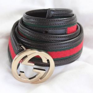Brown Gucci belt with gold Metal