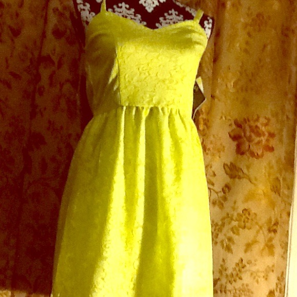 Lime Green Above Knee Spaghetti Strap Lace Dress