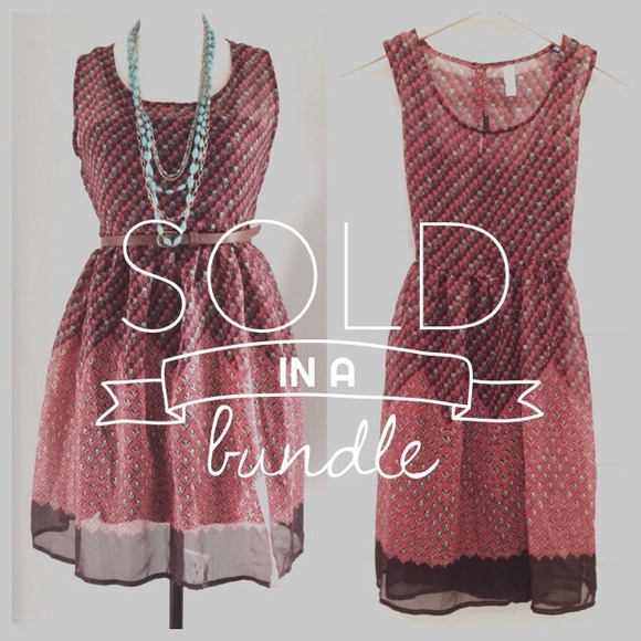 :: SOLD IN A BUNDLE :: Sheer Brown & Coral Dress