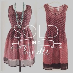 :: SOLD IN A BUNDLE :: Sheer Brown & Coral Dress