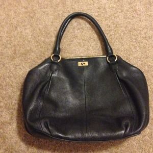 Black leather J Crew satchel
