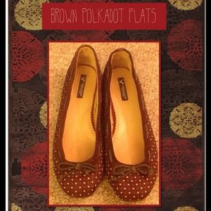 Brown & Red/Cream Dots Flats