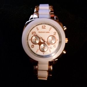 White & Rose Gold Michael Kors watch.