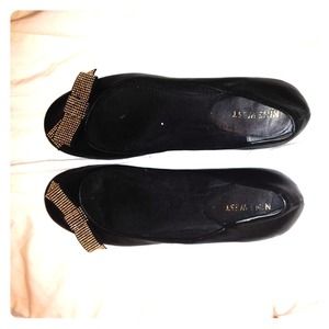 Nine West Bow Black Flats Size 7