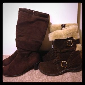 Bundled Brown Suede Boots