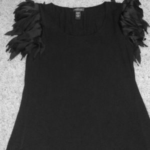 Black Spence shirt, with feather like shoulders