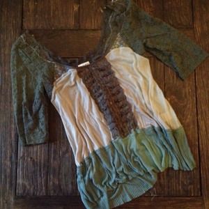 Free People Lace Ruffle Top