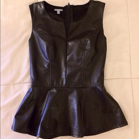 ❌SOLD❌ Faux Leather Peplum Blouse