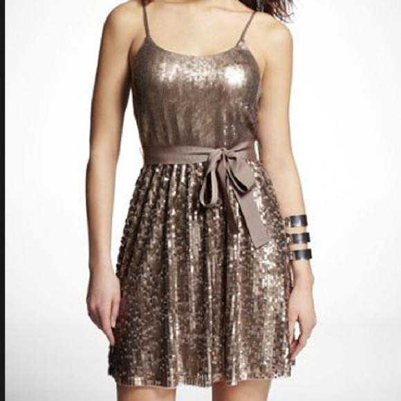 Express | Dresses | Express Bronze Gold Sequin Dressnwt | Poshmark