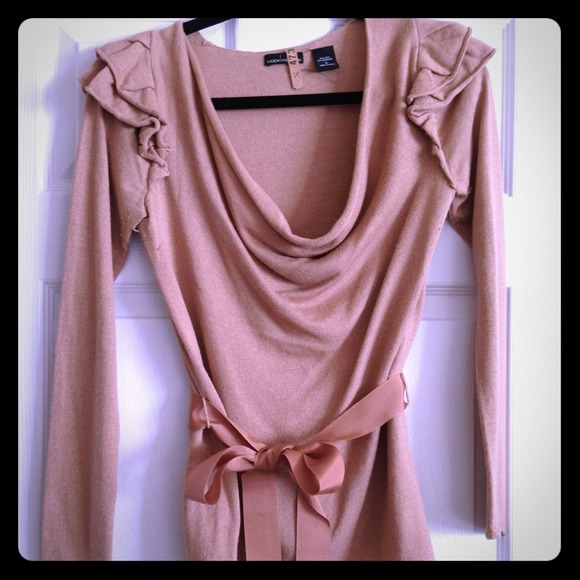 Camel / Tan long sleeve cashmere & silk sweater