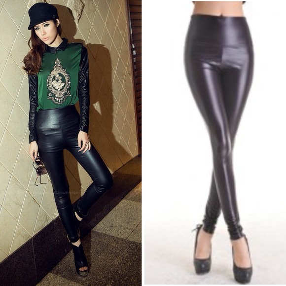 High waisted elastic pants