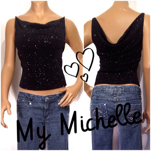 🎉HP🎉 Black Sparkle Glitz Top By My Michelle