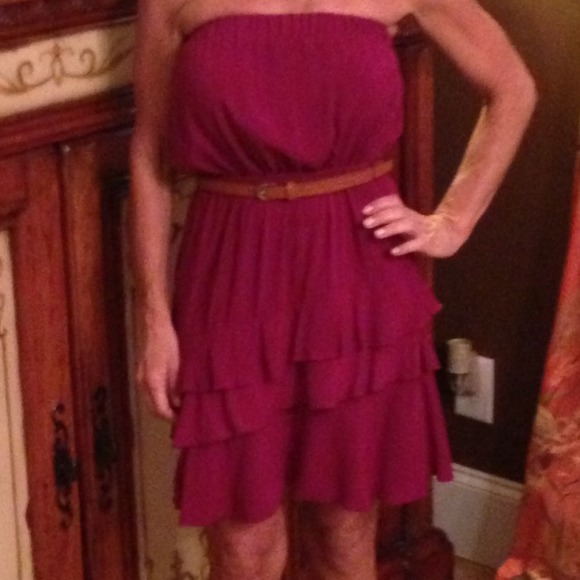 Strapless magenta dress