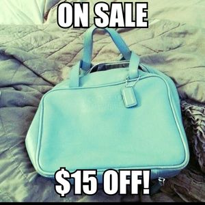 Coach powder blue leather cosmetic bag (was $60)