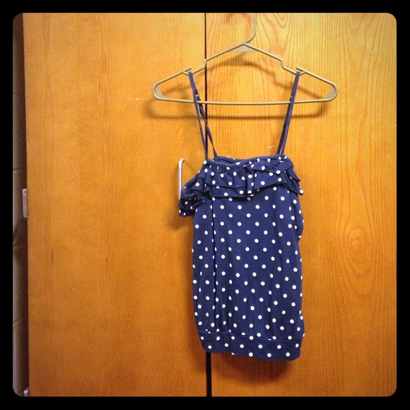 Navy blue polka dot tank top