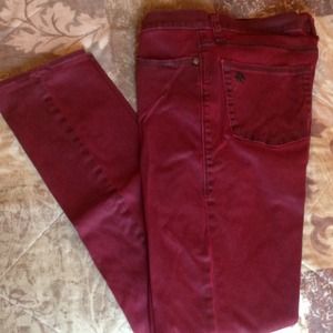 Rock & Republic Coated Red Skinny Jeans