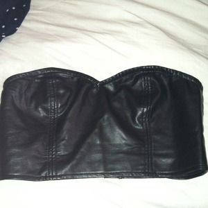 Faux leather cropped bustier
