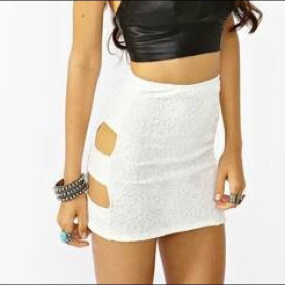 White cutout Nasty Gal skirt