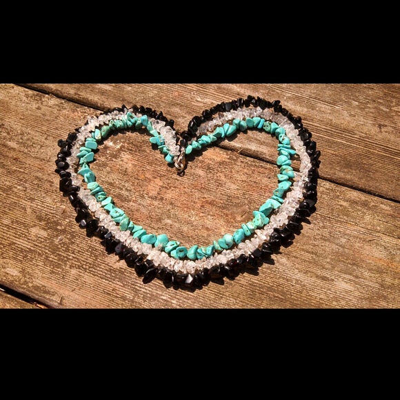 All natural, three layer gemstone necklace