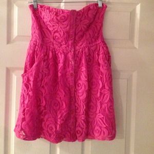 Pink strapless lace dress from love fire
