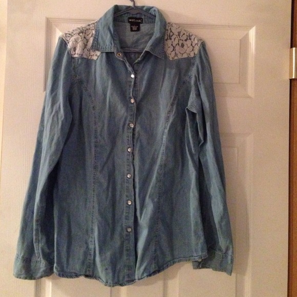 Denim button up with lace