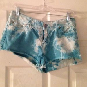 Blue tie dye cutoff shorts