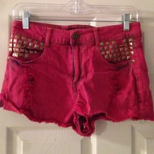 Pink studded shorts