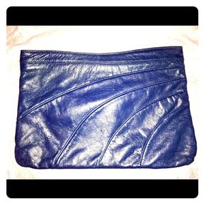 👝Vintage navy clutch. Real leather!👝