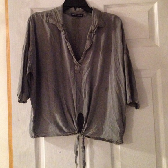 Dark green brandy Melville top. Loose fit with tie