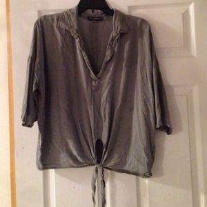 Dark green brandy Melville top. Loose fit with tie