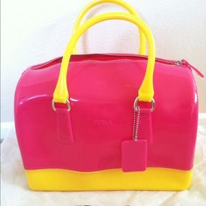 ❌SOLD❌Furla Candy Satchel in Hot Pink and Yellow