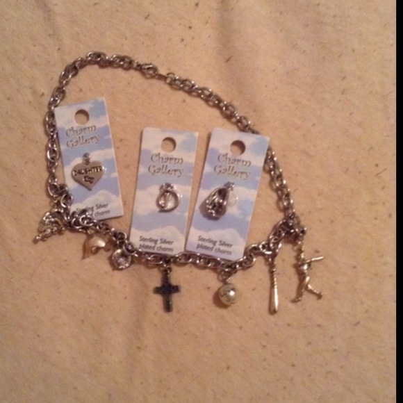 Charm necklace with three additional charms - Picture 1 of 4