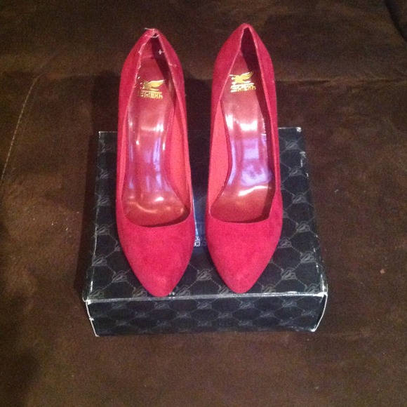 Red Suede Pumps