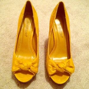 Mustard colored high heels