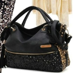 Black sequin handbag