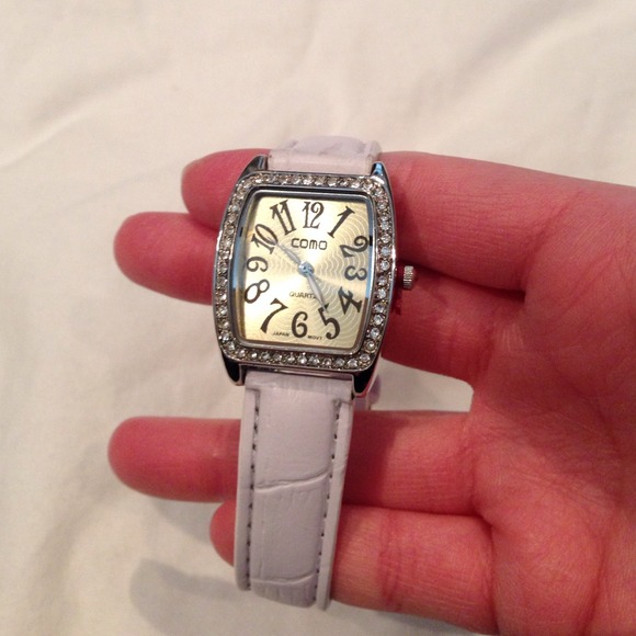 Brand new white crystal watch
