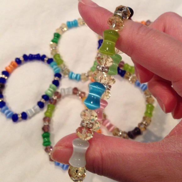 Glass beads and crystal bracelets $6 each