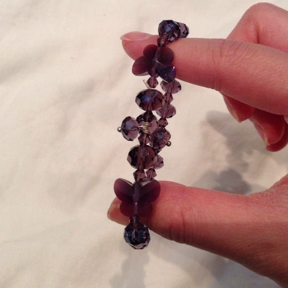Purple butterfly crystal bracelet