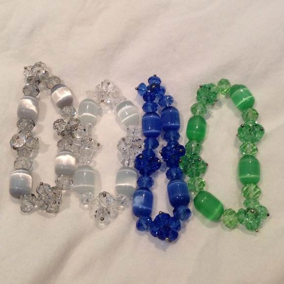 Glass beads and crystal cluster bracelet $6 each