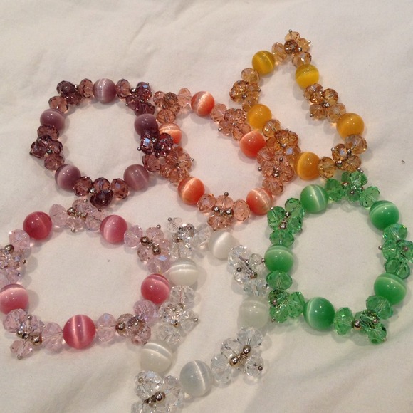 Round glass beads and crystal clusters $6 each