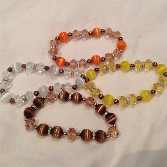 Round glass beads with crystal bracelet $6 each